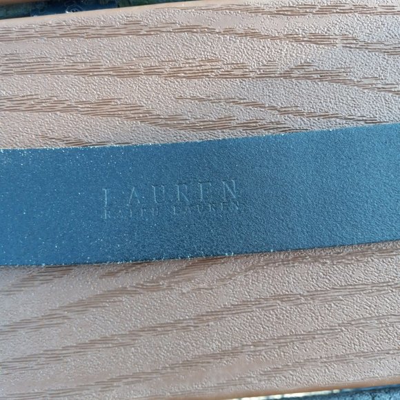 Lauren Ralph Lauren Black Leather Belt Silvertone Buckle - Picture 14 of 16